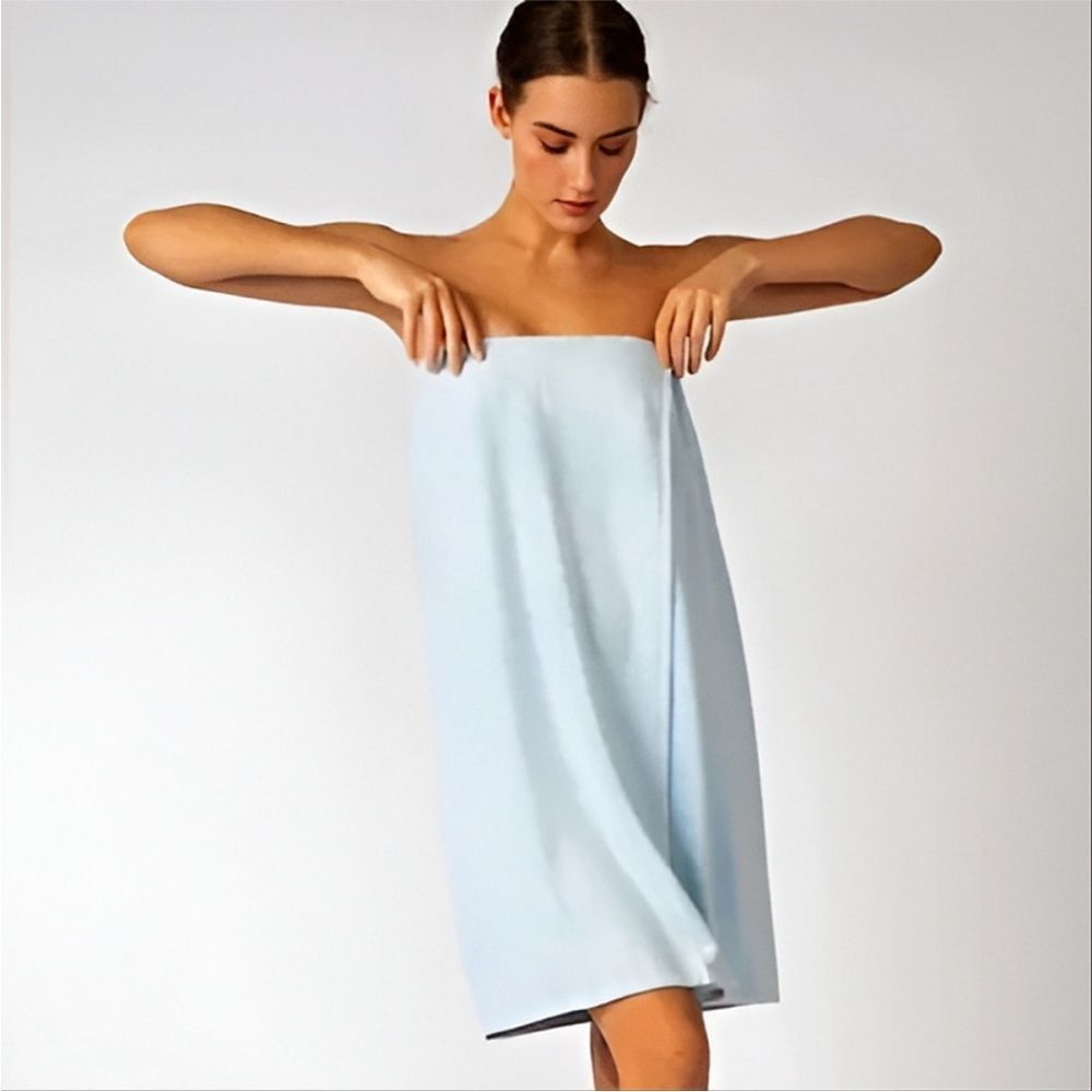NEW PJ Salvage Blue Bath Wrap Elastic Spa Towel “Wrap Yourself With Love”